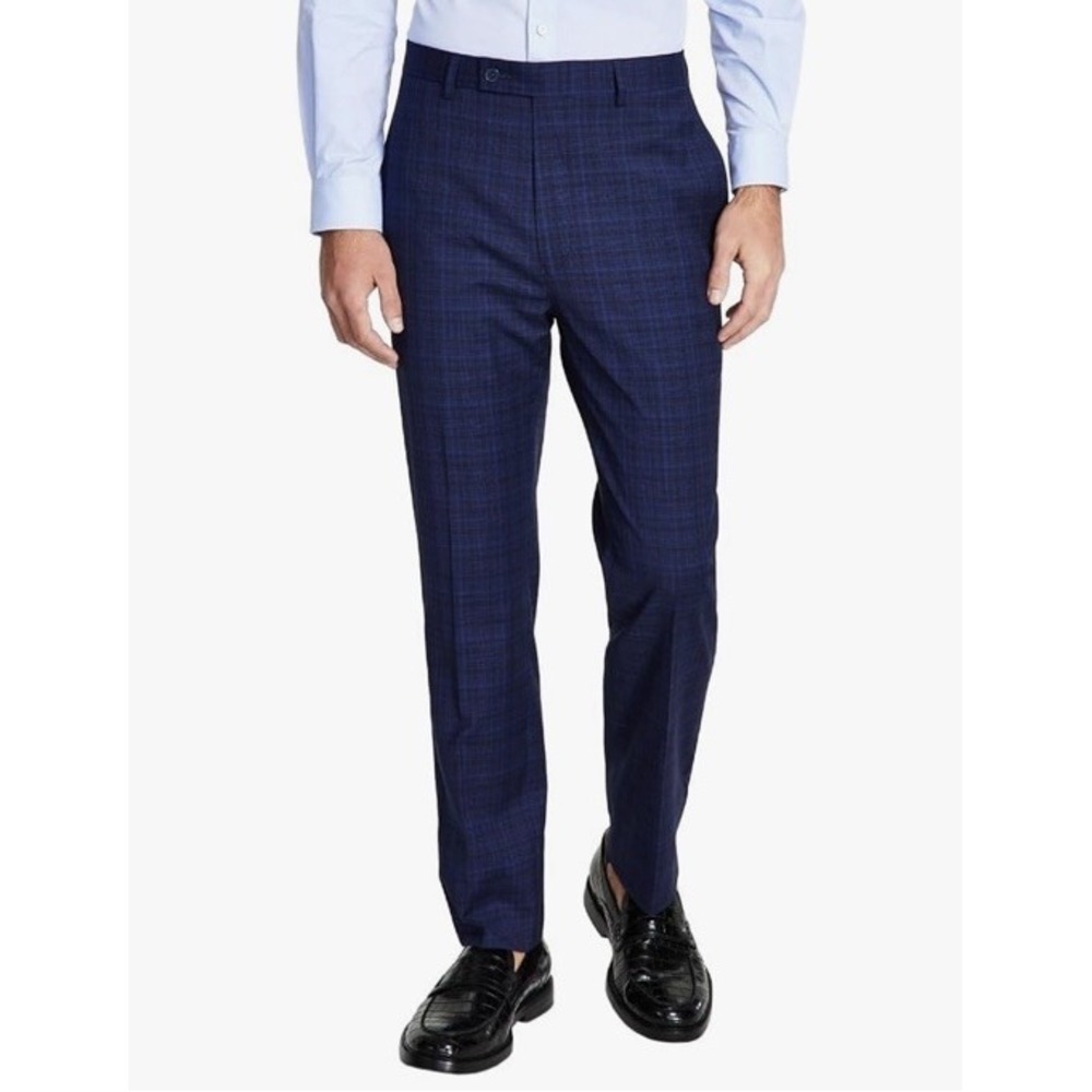 Calvin Klein Men's Slim-Fit‎ Wool-Blend Stretch Plaid Suit Separate Pant 36x34